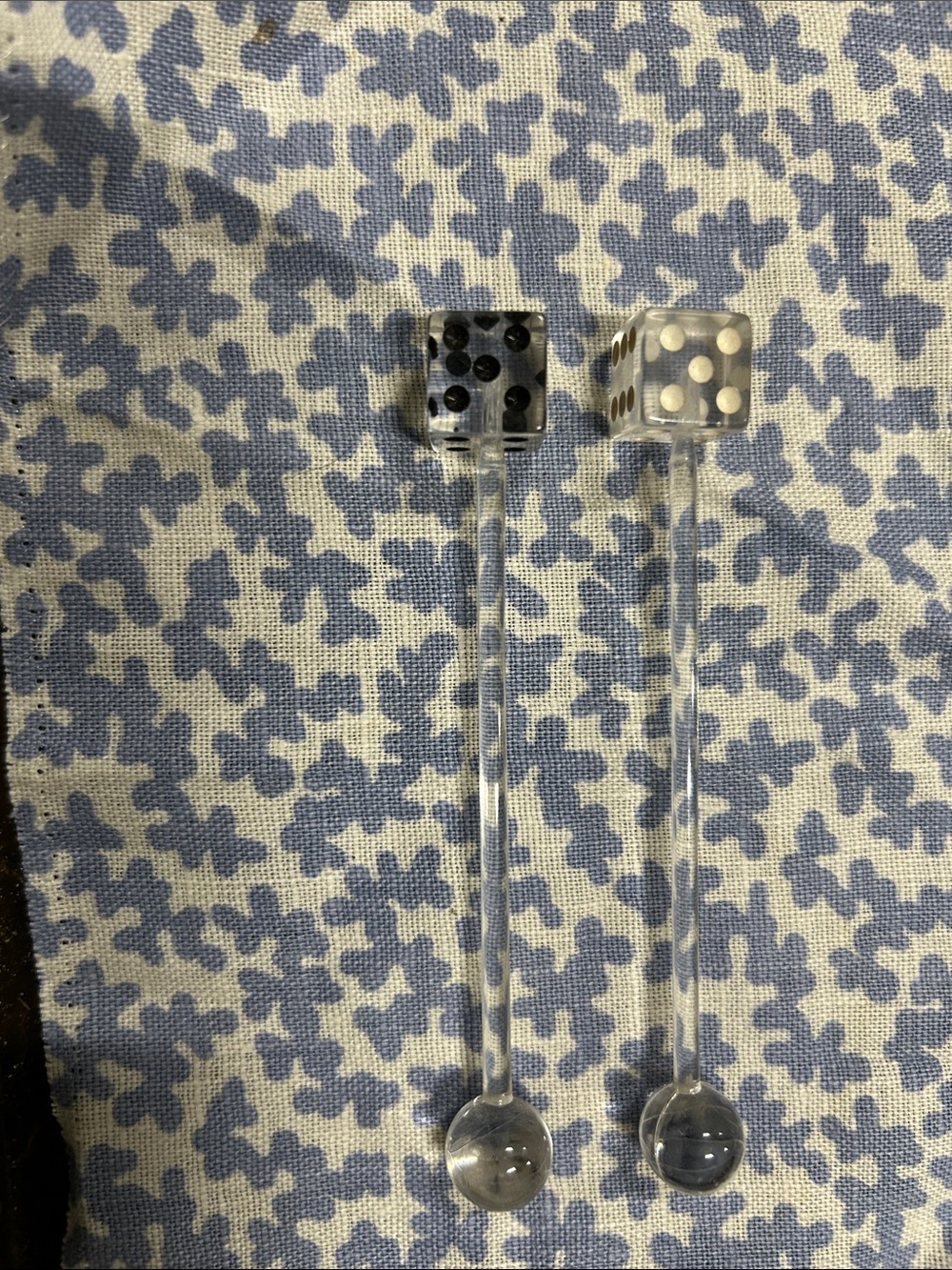 Clear Acrylic Dice Swizzle Sticks - Set of 2